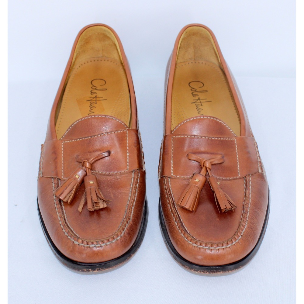 Cole Haan Mens Tassel Loafers Leather Dress Shoes Brown Size 10 D - Picture 2 of 8